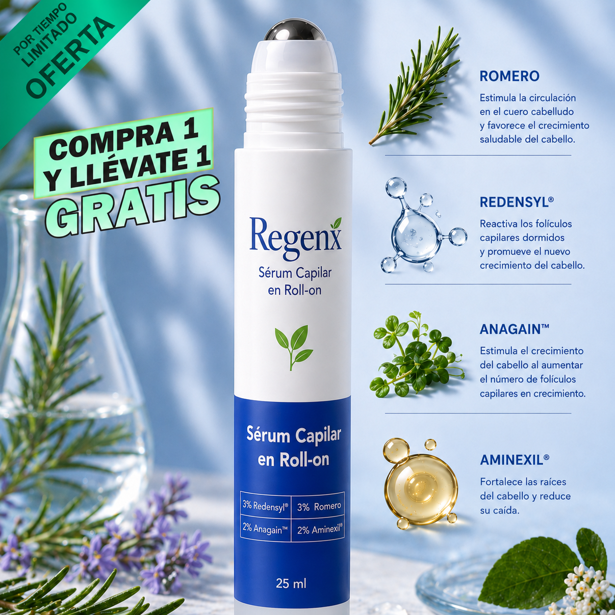 Regenx™ | Sérum Capilar en Roll-on